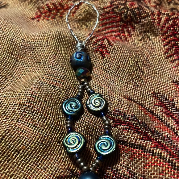 Handmade Crystal & Sparkling Beads w Blue Crystal Anchor 4 Window or Holiday - Picture 2 of 3